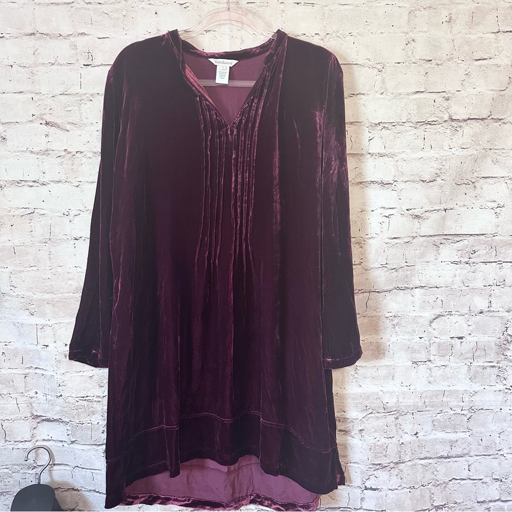 Sundance Deep Purple Velvet V Neck Dress